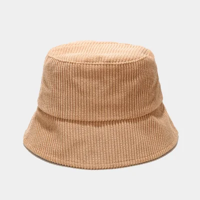 New Winter Hat Unisex Solid Color Wide Brim Fishing Corduroy Bucket Hats