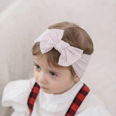 Baby Digital Printing Bowl Bows Infant Hair Band Wholesale Bandana Hair Decoration Children&prime;s Cute Knitted Headband