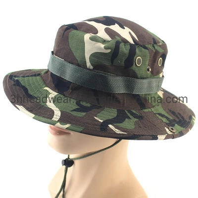Camouflage Bucket Hat Custom Logo Camo Boonie Hats Outdoor Hunting Hiking Fishing Climbing Fisherman Panama Cap