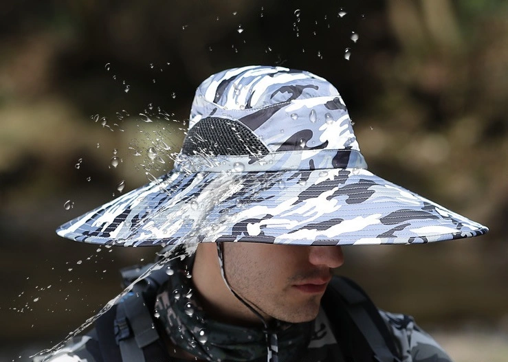Large Brim Men&prime;s Outdoor Shade Camouflage Bucket Hat