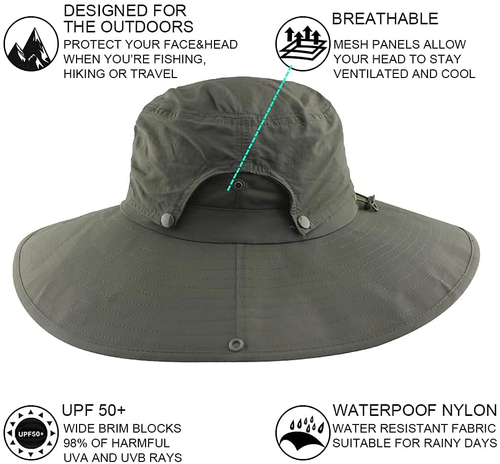 Wide Brim Sun Hats with Waterproof Breathable for Fishing, Hiking, Camping