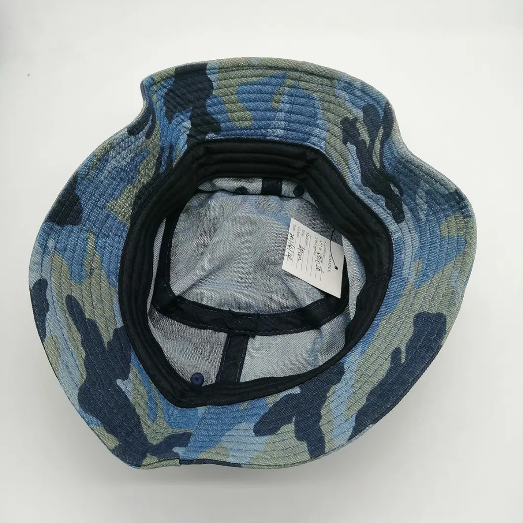 Custom String Camo Bucket Hat Fishing Fisherman Cap Wholesale with Embroidery Logo