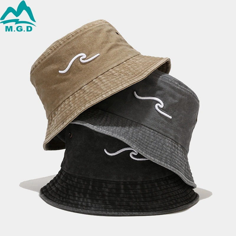 Fisherman Cotton Washed Vintage 3D Embroidery Logo Custom Denim Design Bucket Hat