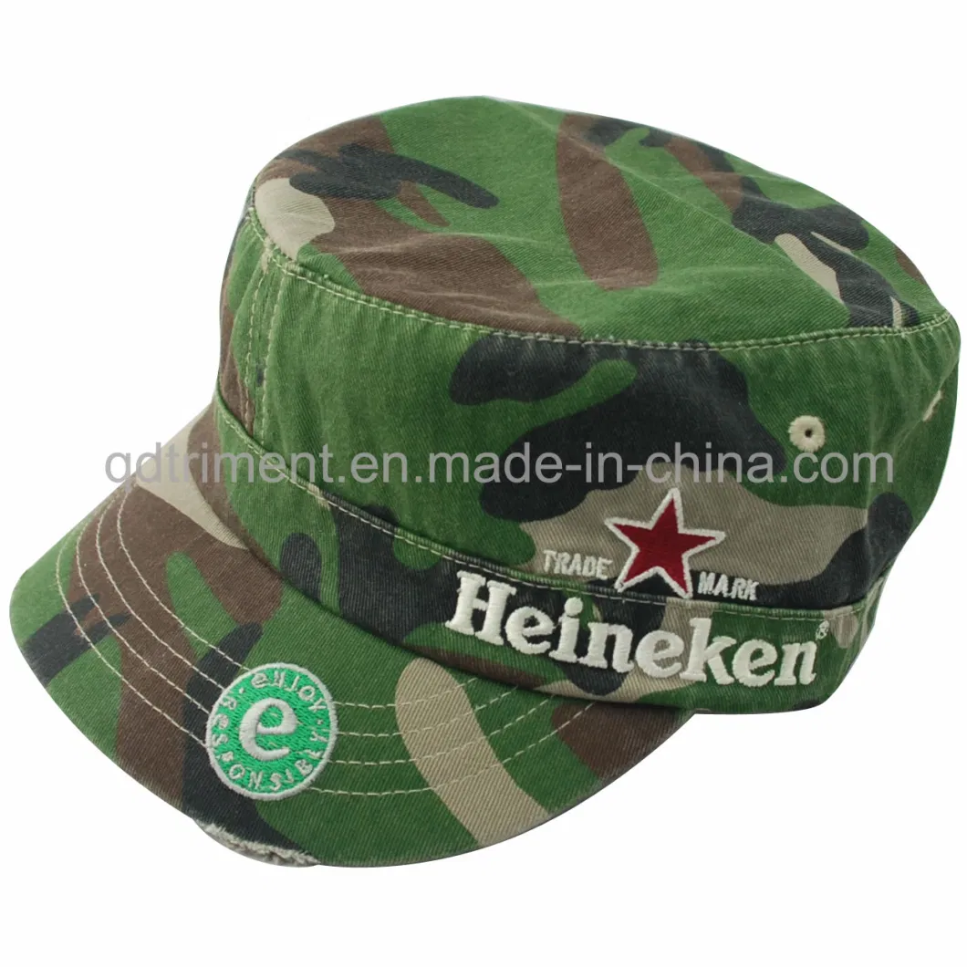 100% Polyester Microfiber Print Embroidery Sport Military Cap (TRNM088)