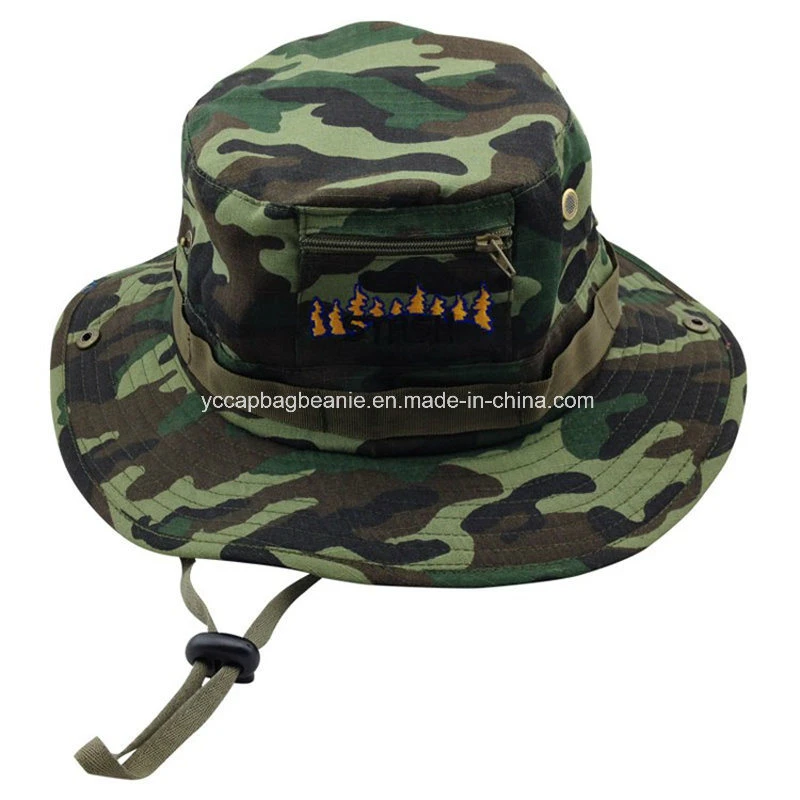 100% Cotton Wide Brim Plain Camo Jungle Bucket Hat