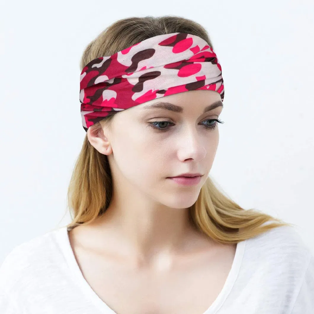 Camouflage Series 100% Ployester Seamless Tube Bandana Sport Headwear Colorful Neck Bandana Headband