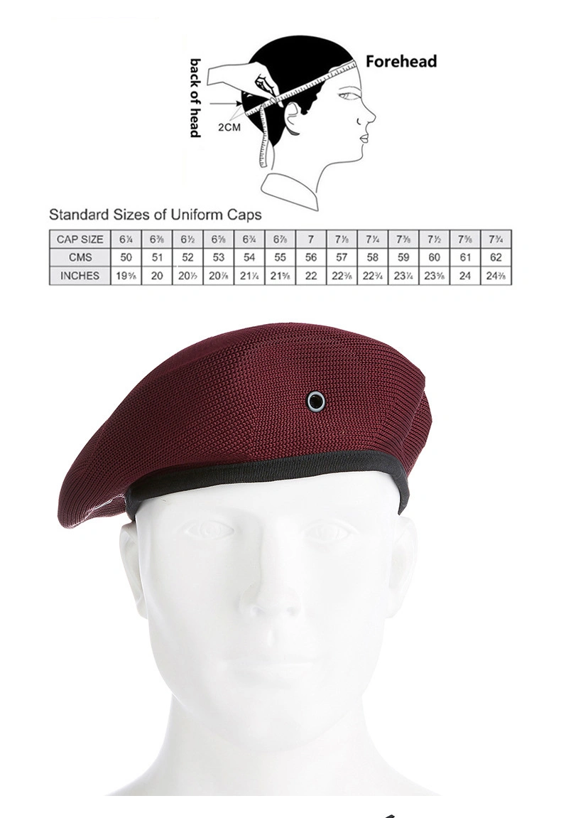 Custom Design Your Own Police Logo 100% Polyester Mesh Army Military Beret Cap