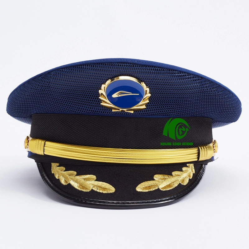 Kango High Quality Cheap Security Guard Military Hands Officer Peaked Embroidery Cap