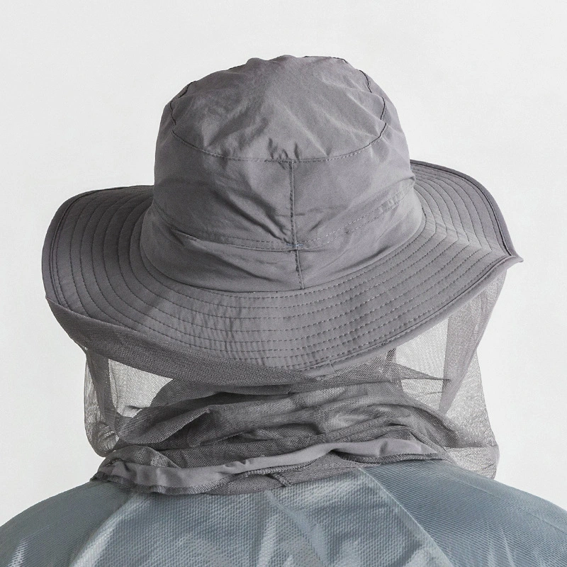 Summer Outdoors Fishing Sun Hat with Gauze Mask Khaki Sun Visor Hat