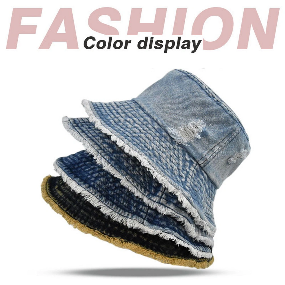 2023 New Design Fashionable Caps Ladies Elegant Casual Hat Denim Women Fisherman Cowboy Washed Denim Bucket Hats