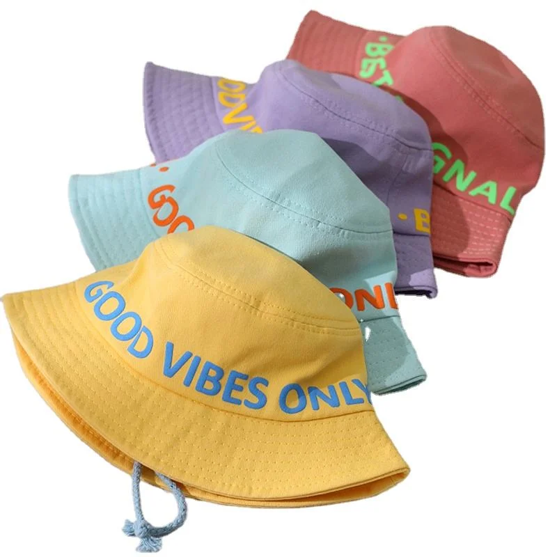 Custom Summer Design Embroidery Rope Kids Fishing Caps Children Bucket Hat