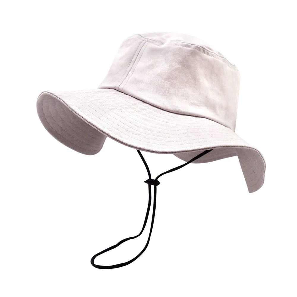 OEM Custom Patch Logo Quick Dry Fit Bucket Hat with String, Fashion Mens Fisherman Wide Brim Rope Safari Cap