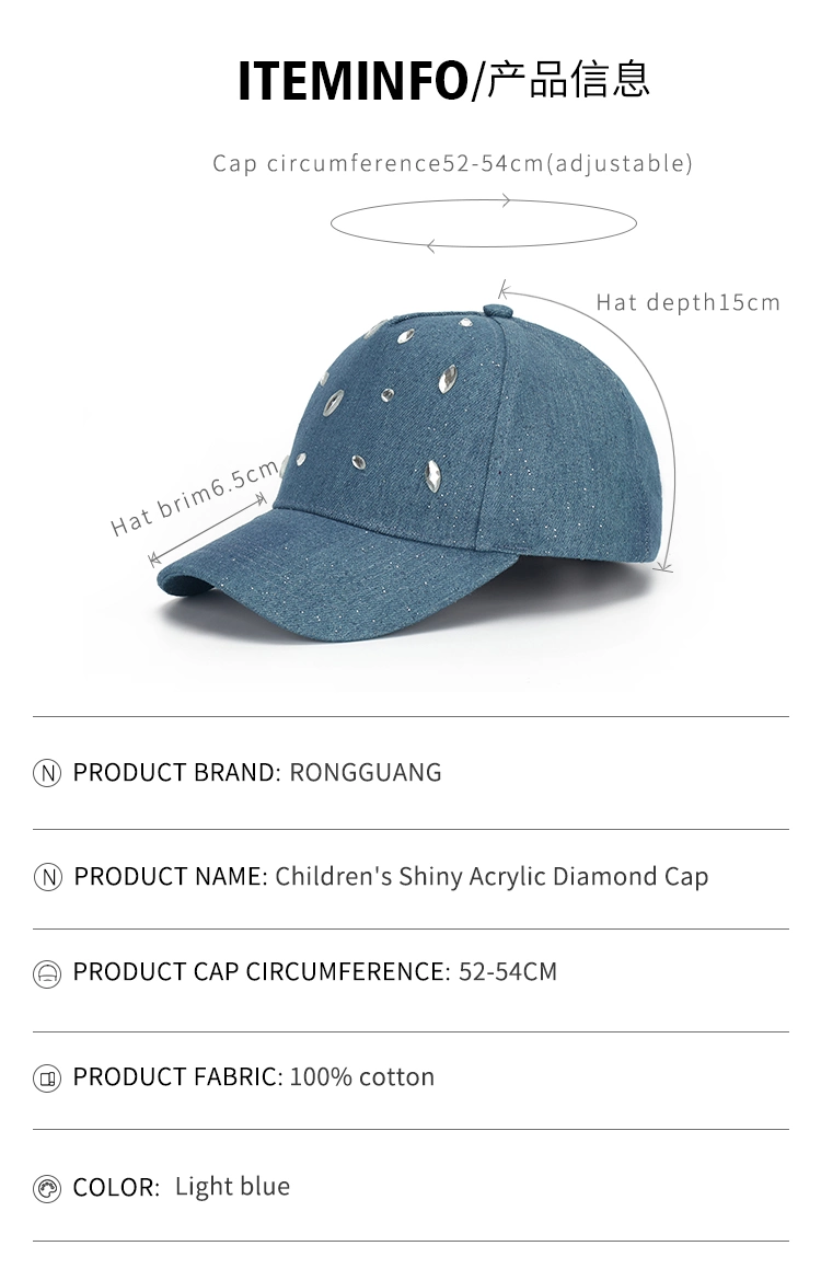 Fashion Design Custom Embroidered Personalized Kids Cotton Sports Baseball Hat Summer Outdoor Activities Hat Girls Boys