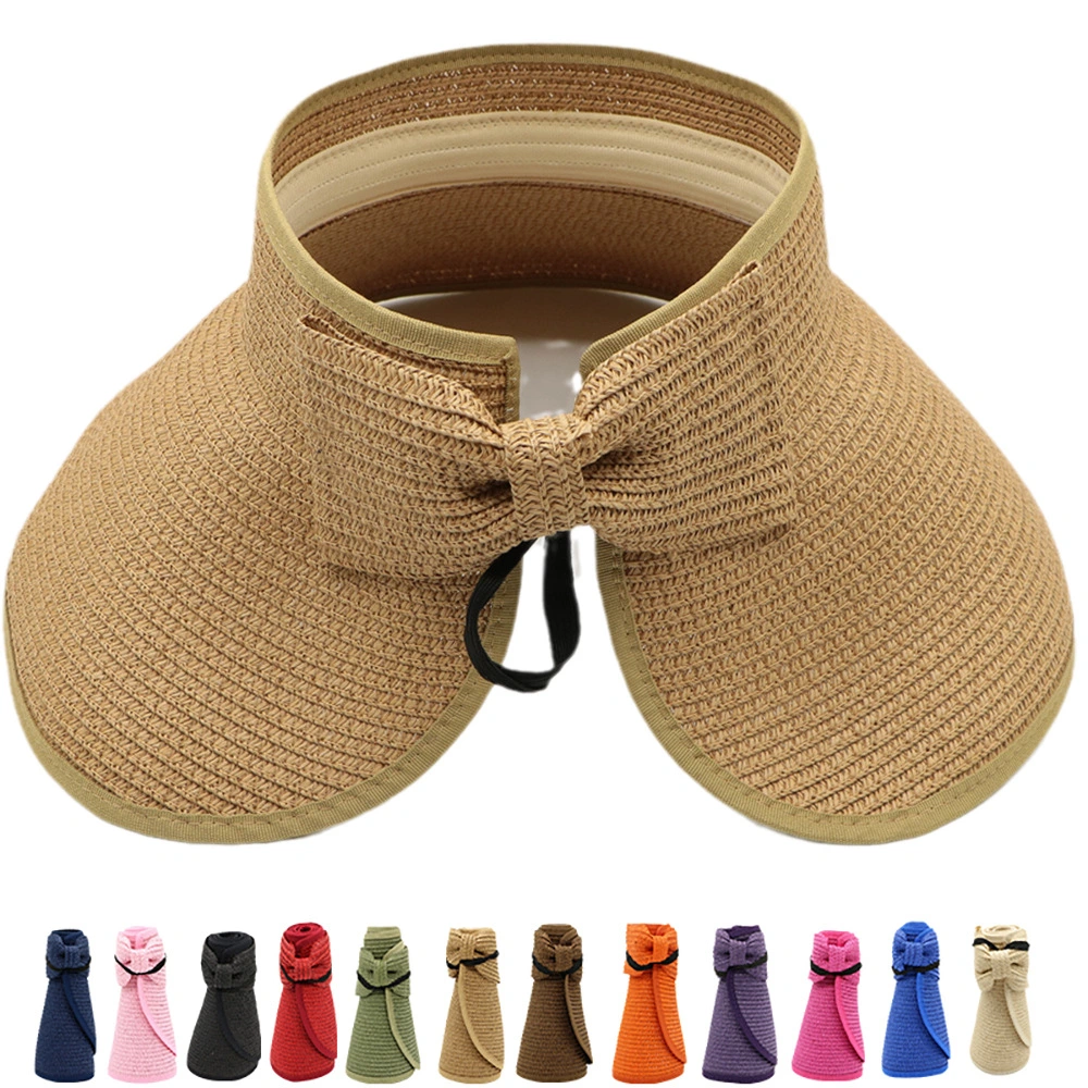 Summer Women Foldable Empty Gorras Wholesale Visors Outdoor Sun Beach Straw Hat