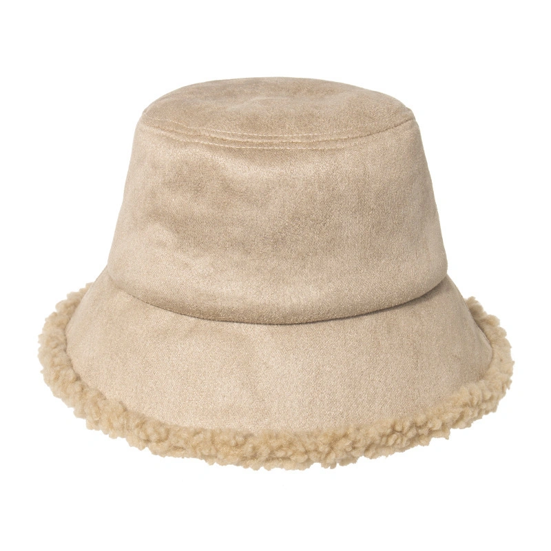 Women Fuzzy Sherpa Teddy Style Vintage Warm Faux Fur Wool Bucket Hat Vintage Cloche Hats