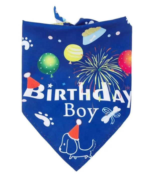 Wholesale Designer Birthday Boy &amp; Girl Digital Print Decoration Pet Dog Scarf Bandana