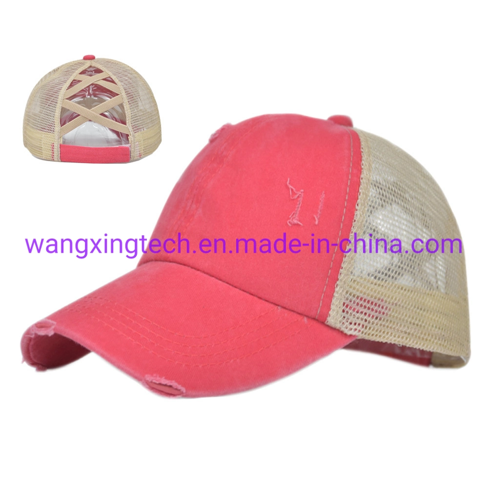 Wholesale Elastic Ponytail Hole Baseball Cap Braided Girl Hat Sunshade Snapback Soft Retro Cap