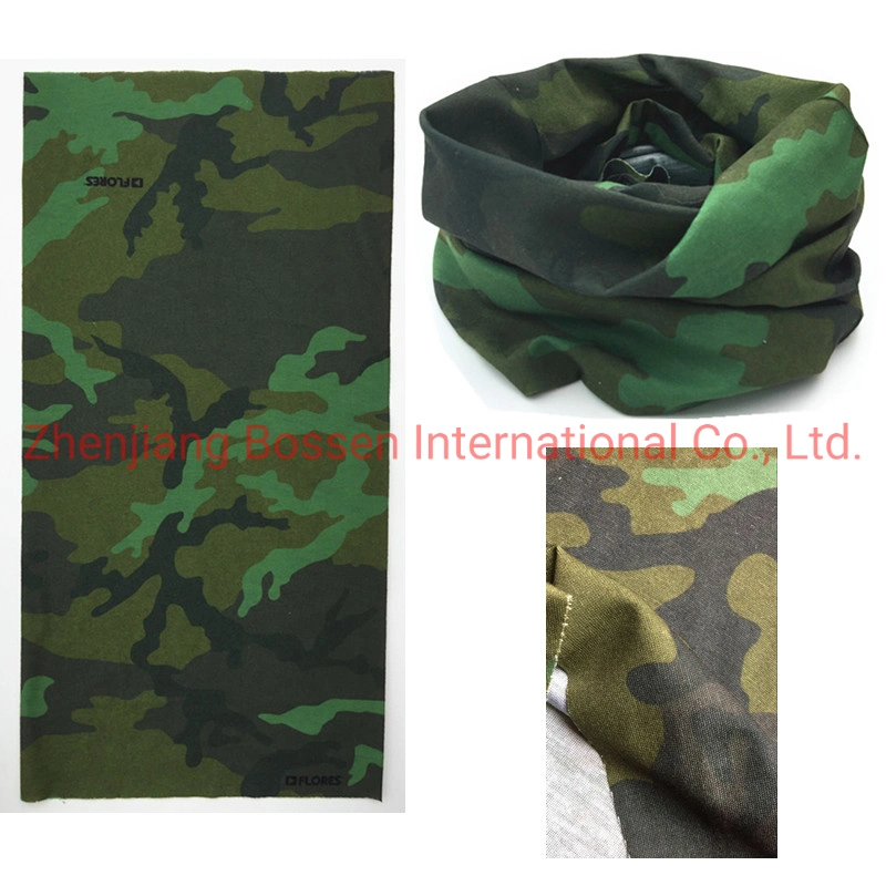 OEM Customized Logo Printed Microfiber Polyester Green Camo Neck Tube Bandana