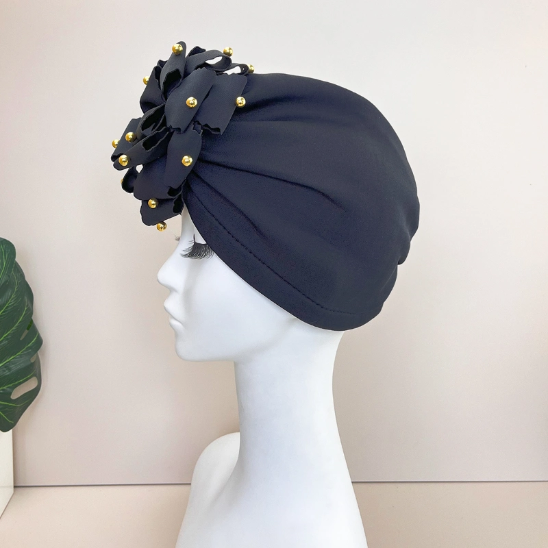 Flower Decor Head Wrap Hat Turban Cap