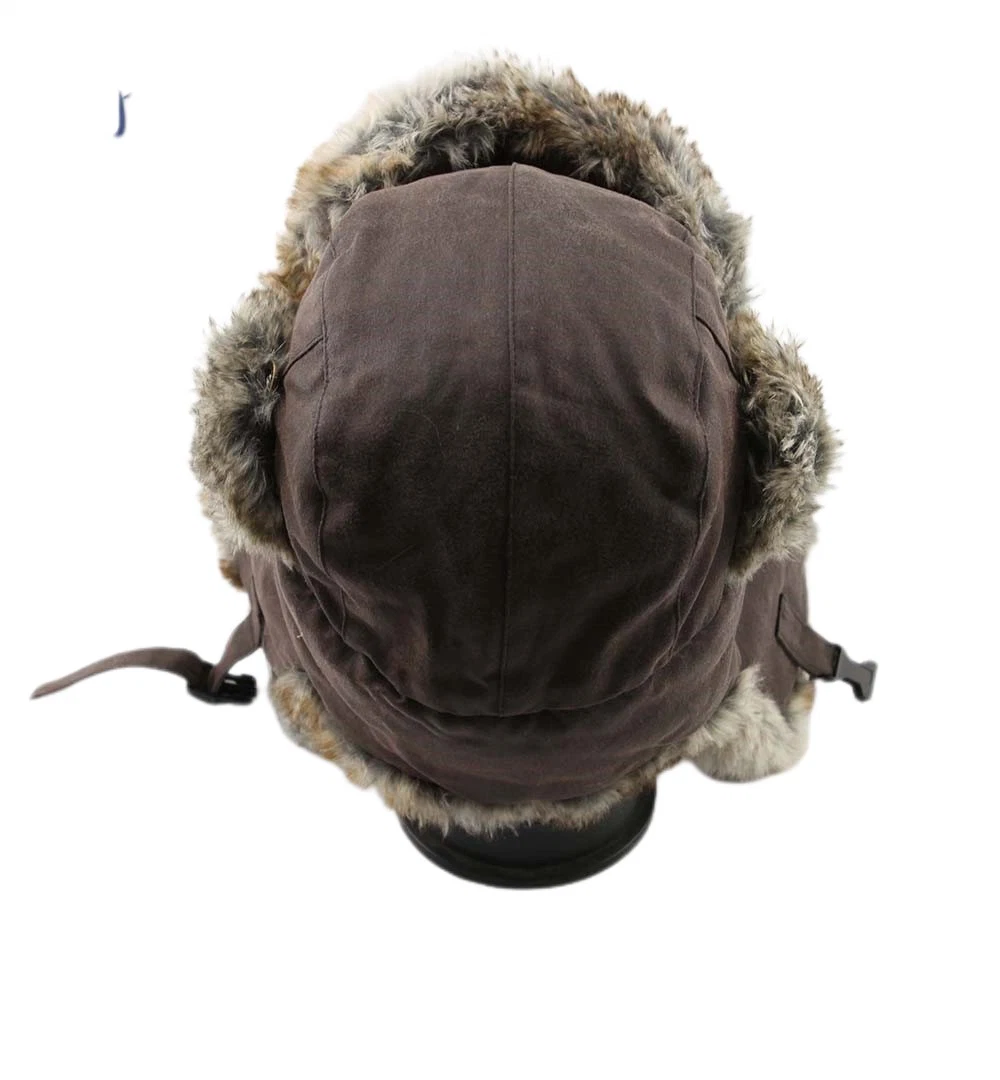 Winter Warm Waterproof Bomber Trapper Faux Fur Hat with Foldable Ear Cover Comfortable and Breathable Russian Hat