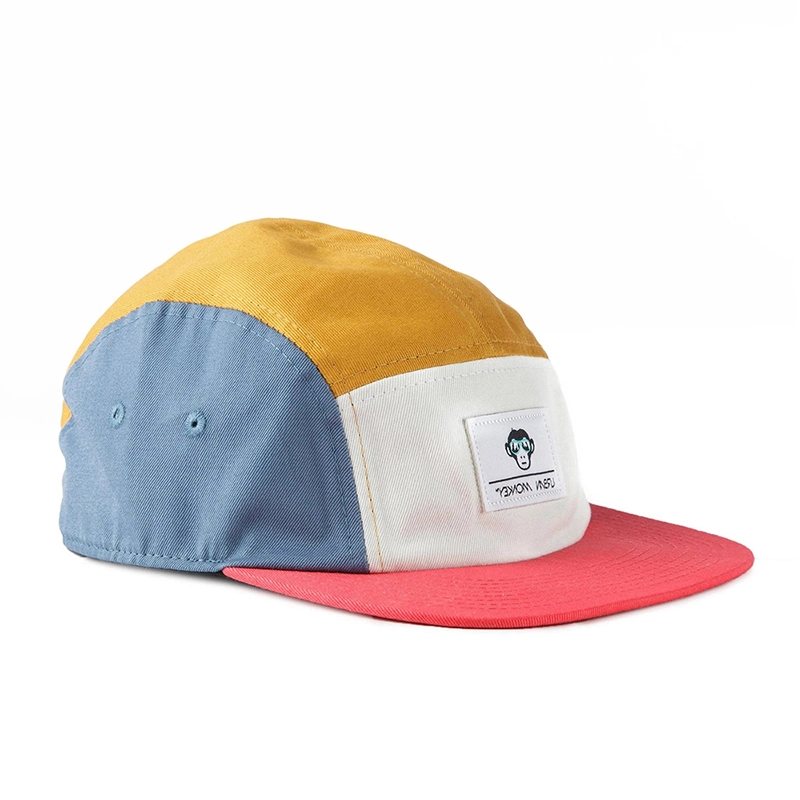 Wholesale Custom Woven Label Cotton Multi-Color Running 5 Panel Camp Cap Hat