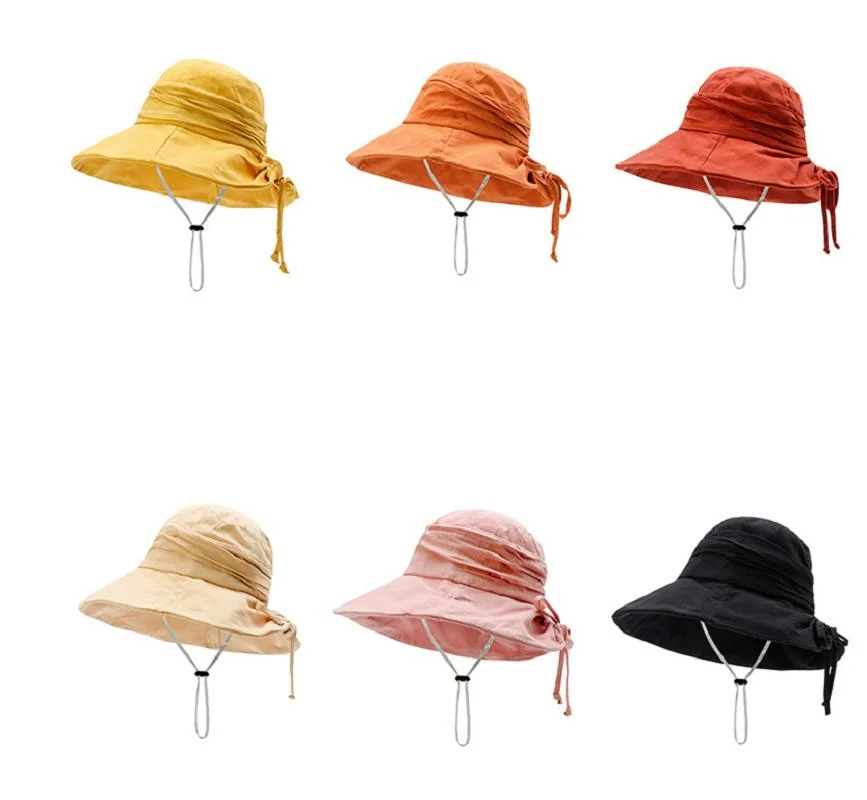 Summer Sun Hats Wide Brim Bucket Hat with Chin Strap Esg16629