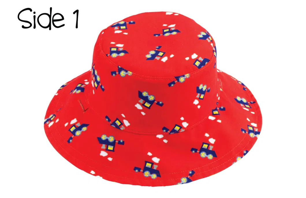 Kids 100% Polyester Outdoor Printed Lovely Baby Sun Protection Children Bucket Reversible Hat