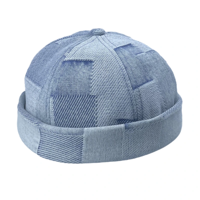 Denim Docker Hat Fashion Brimless Beanie Hat Retro Worker Skull Cap Rolled Cuff Sailor Cap Hip Hop Dancing Watch Cap