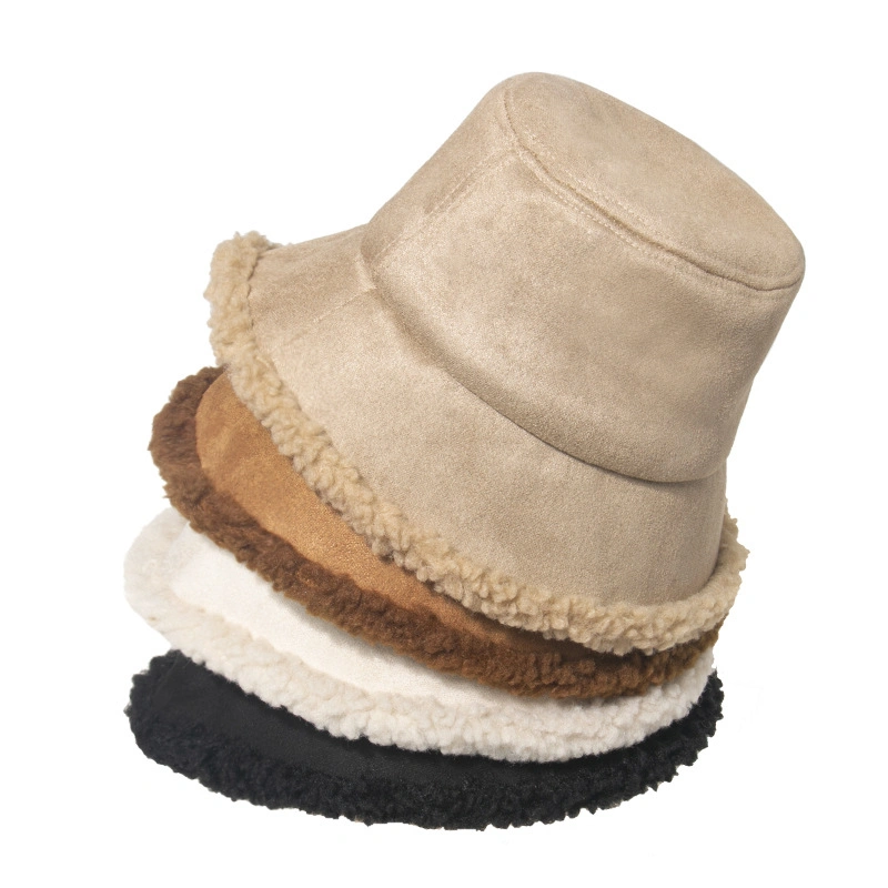 Women Fuzzy Sherpa Teddy Style Vintage Warm Faux Fur Wool Bucket Hat Vintage Cloche Hats