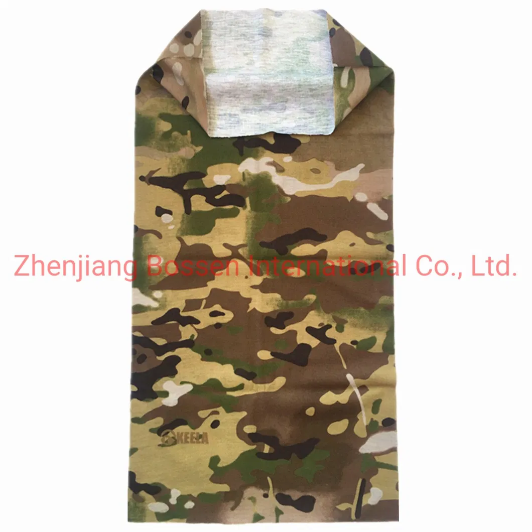 OEM Customized Logo Printed Microfiber Polyester 25*50cm Green Camouflage Neck Tube Bandana