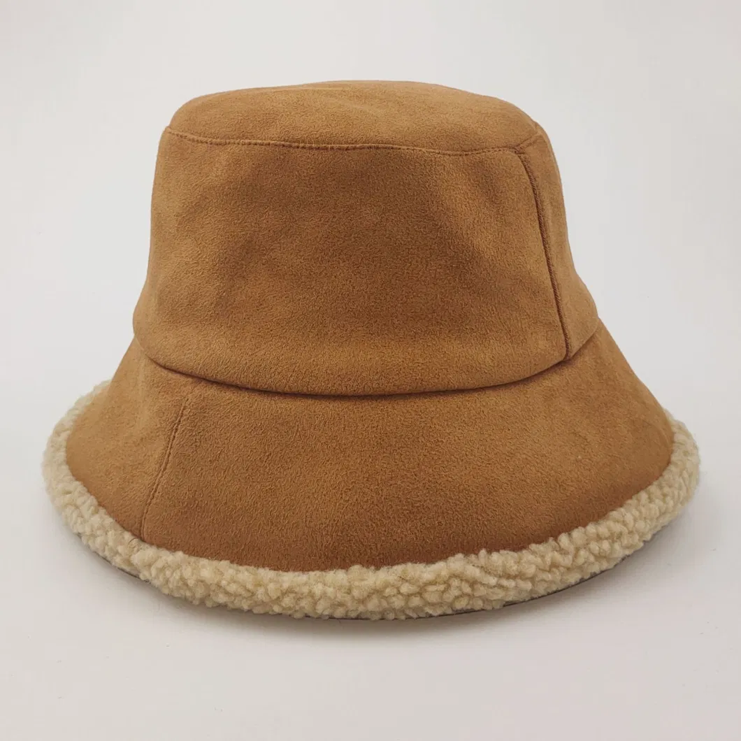 Women Fuzzy Sherpa Teddy Style Vintage Warm Faux Fur Wool Bucket Hat Vintage Cloche Hats