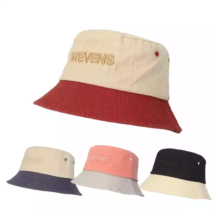 New Arrivals Two-Tone Cotton Customized Logo Women&prime;s Embroidery Letters Fisherman Caps Beach Sun Hat Everyday Bucket Hats