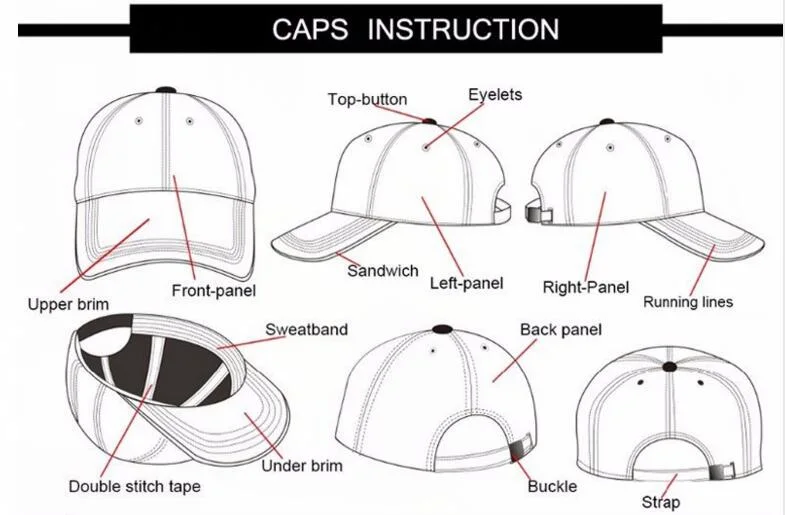 Blank PU 6 Panel Baseball Cap with Superior Quality Golf Cap