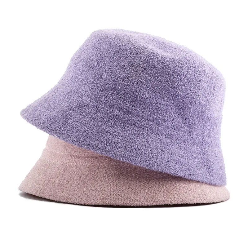 New Design Towelling Fashion Plain Blank Custom Logo Towel Hats Terry Cloth Towelling Winter Bucket Hat