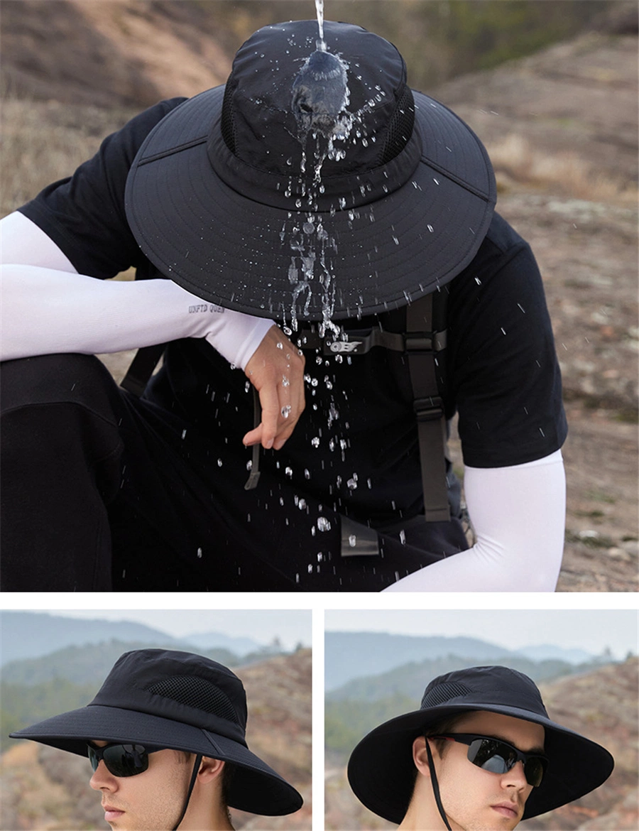 Sun Hat for Men Women, Waterproof Wide Brim Bucket Hat Foldable Boonie Hat for Fishing Hiking Garden Safari Beach