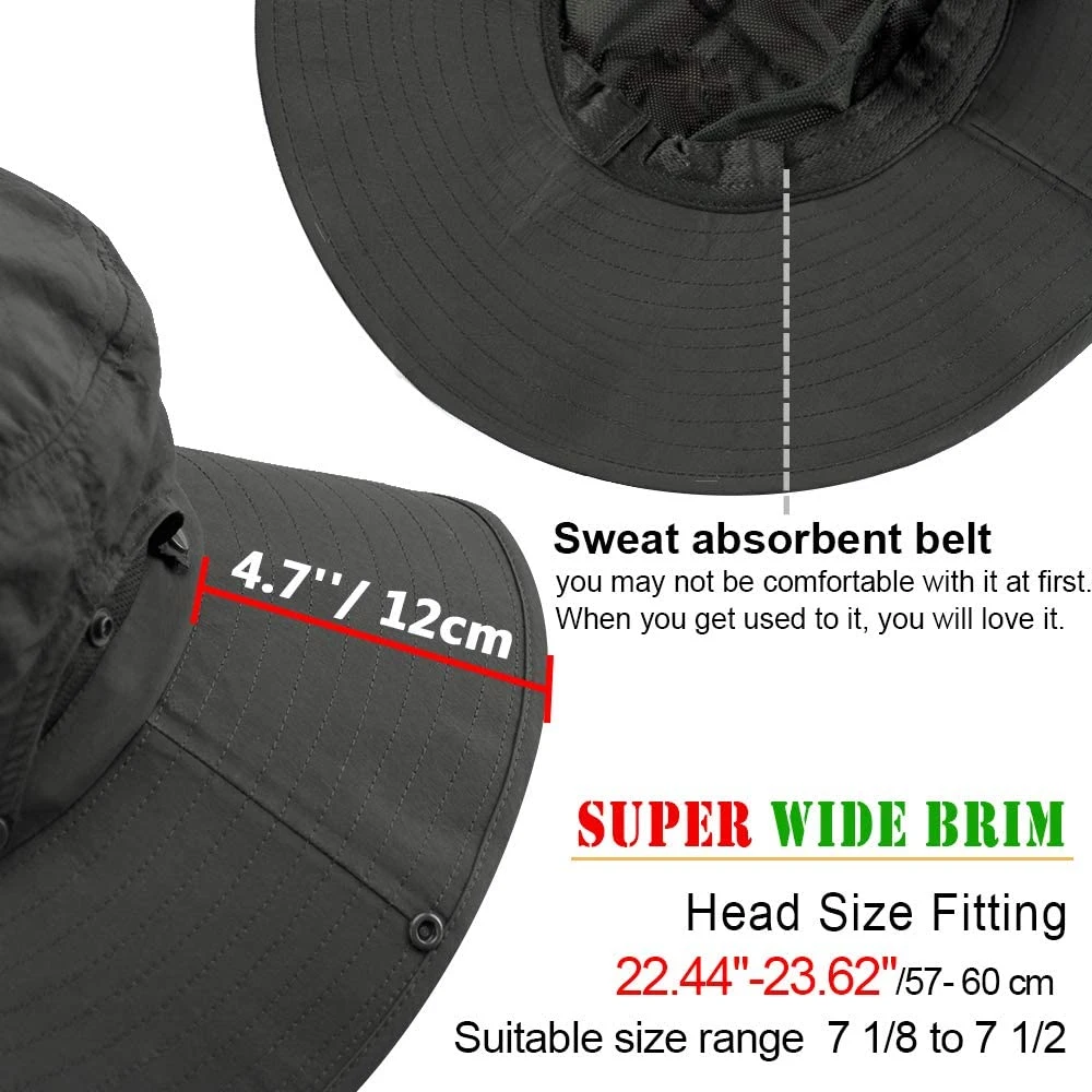 Wide Brim Sun Hats with Waterproof Breathable for Fishing, Hiking, Camping