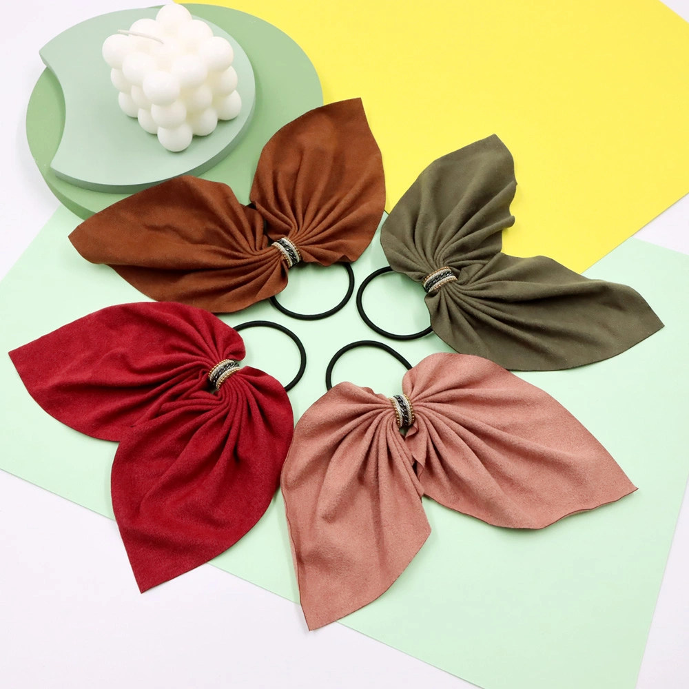 Europe America PU Leather Hair Scrunchies Solid Color Elastic Hair Band Vintage Soft Scrunchy for Women