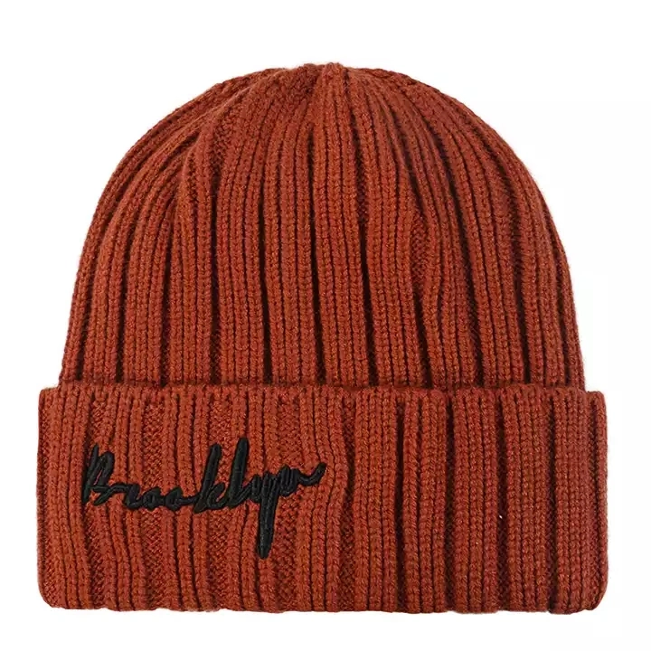 Wholesale Winter Unisex Knitted Hat Crochet Hats Personalised Custom Adult Embroidery Winter Hat Beanie