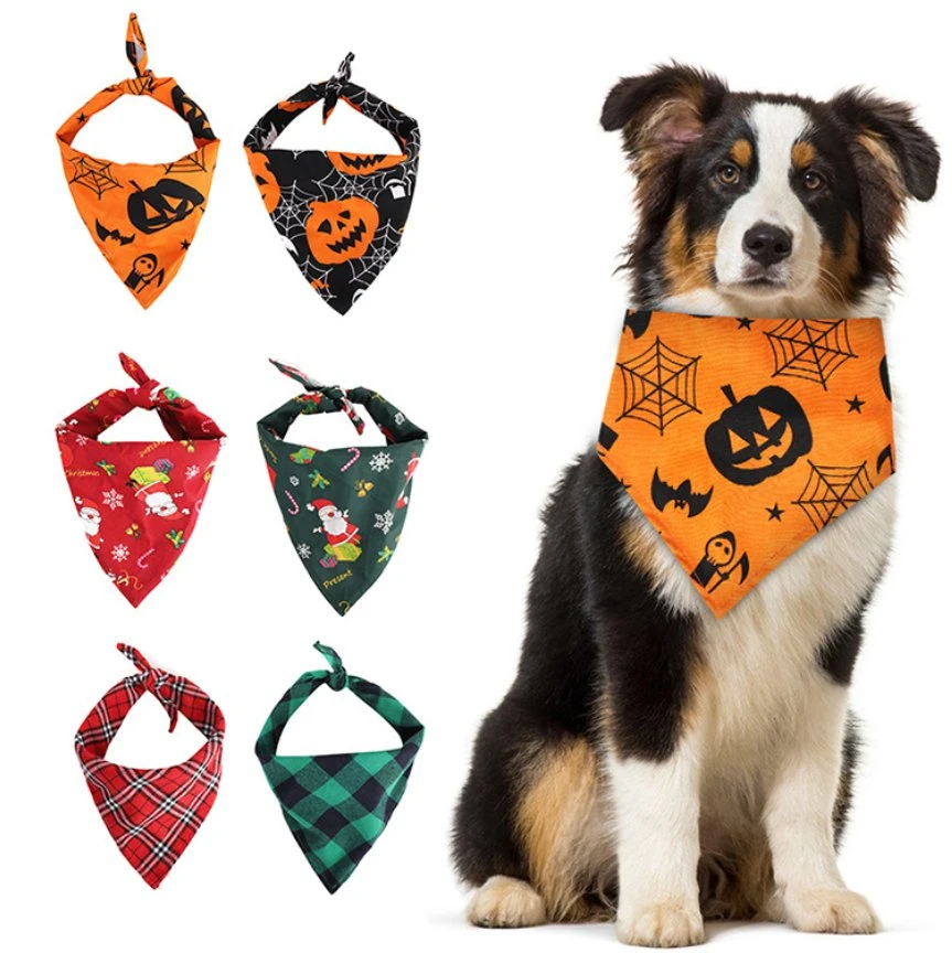 Hot Selling Large Quantity Custom Printed Colorful Polyester Comfortable Breathable Adjustable Triangular Pet Dog Bandana