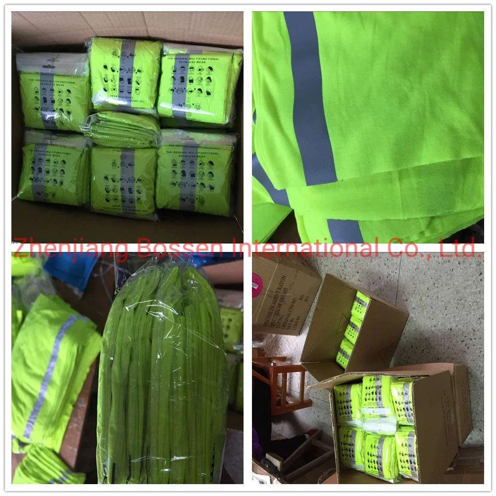 OEM Customized Logo Fluorescent Yellow Hi Vis Reflective Stripe Motorcycle Biker Running Seamless Tubular Neck Gaiter Bandanas