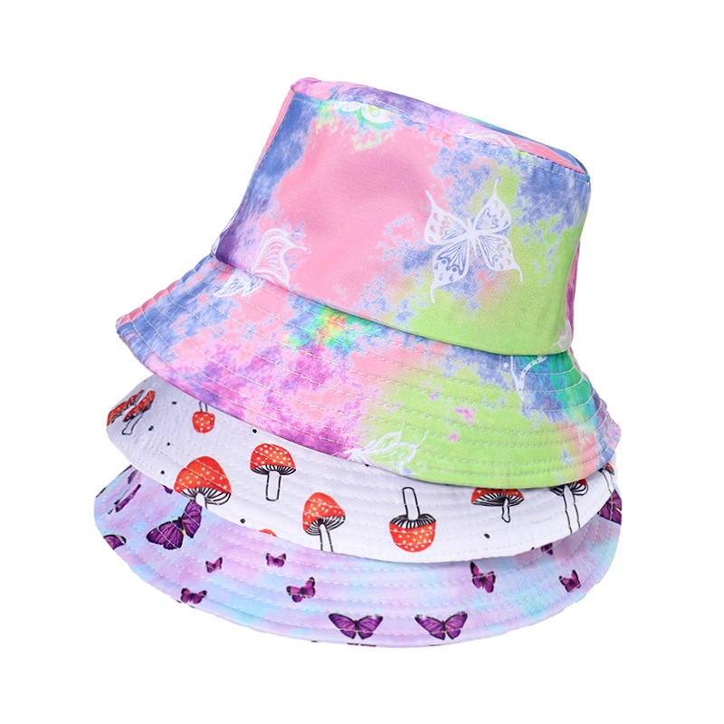 Fashion Tie -Dye and All Printed Polyester Summer Bucket Hats with Your Own Logo