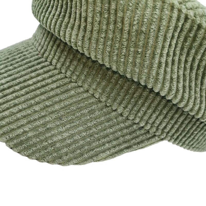 Fashion Corduroy Green Newsboy Cap Hat Flat Top Womens