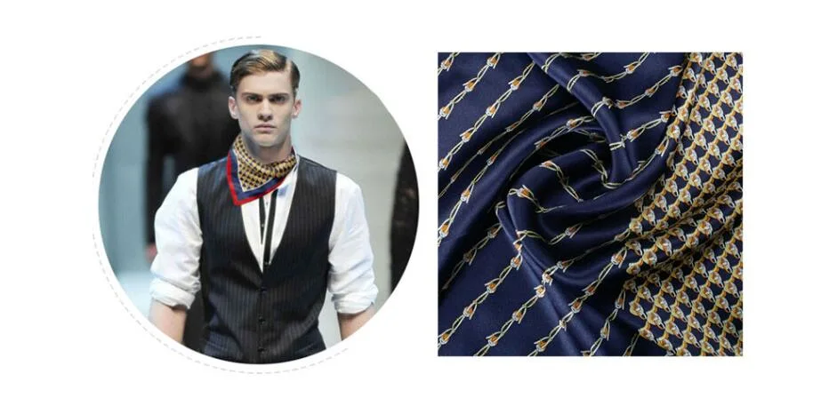 Digital Printing Square Silk Handkerchief for Men