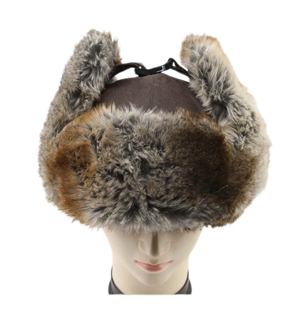 Winter Warm Waterproof Bomber Trapper Faux Fur Hat with Foldable Ear Cover Comfortable and Breathable Russian Hat