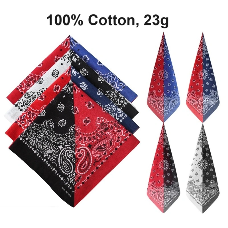 100% Cotton Fashion Contrast Color Paisley Print Bandana Head Wrap Handkerchief 23G