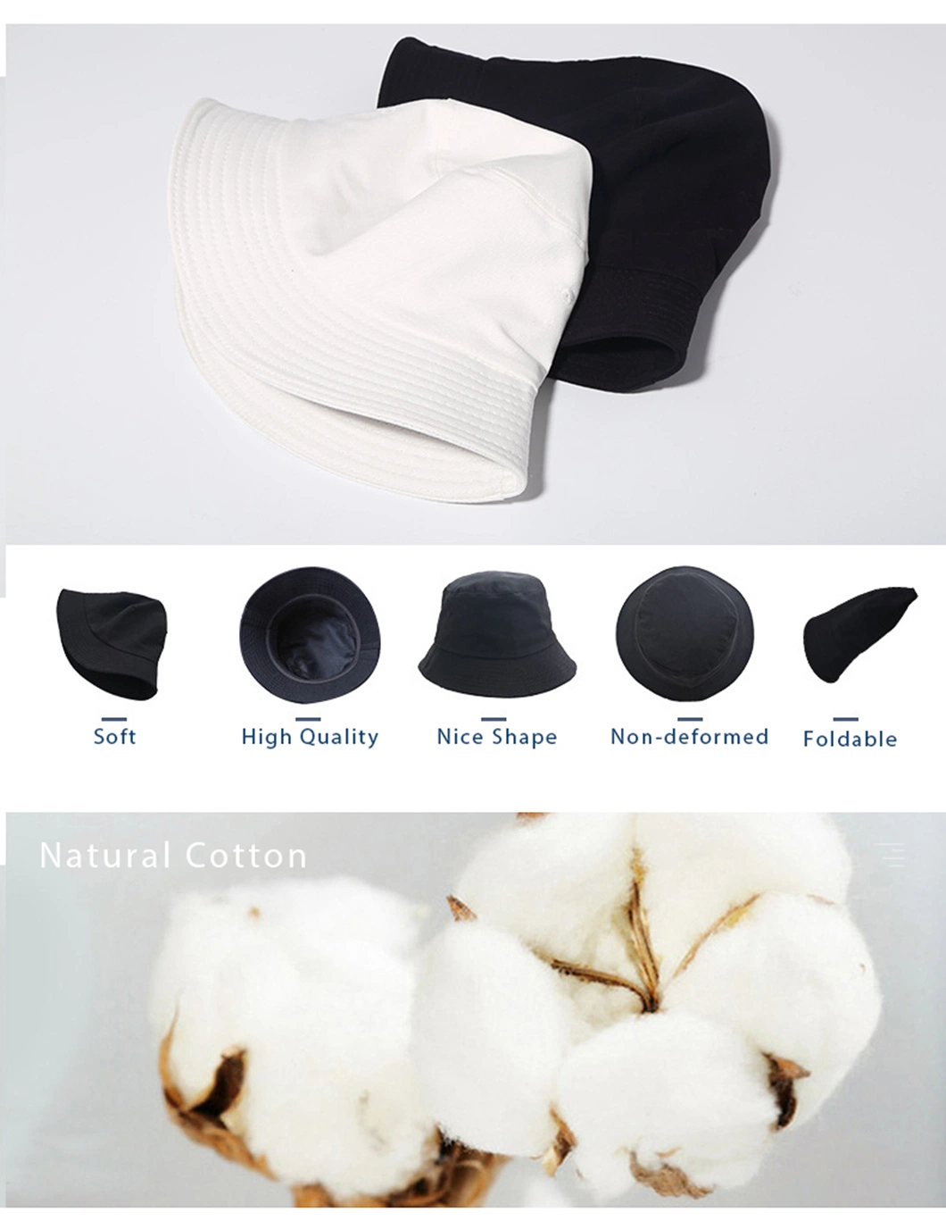 Hot Sale Hawaiian Style Custom Short Brim Bucket Hat Plain Fashion Bucket Hats Cotton
