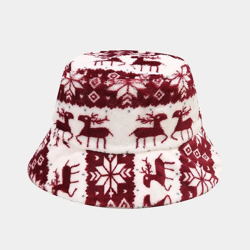 Bulk Customized Adult Christmas Deer Trees Printing Towel Terry Cloth Bucket Hat