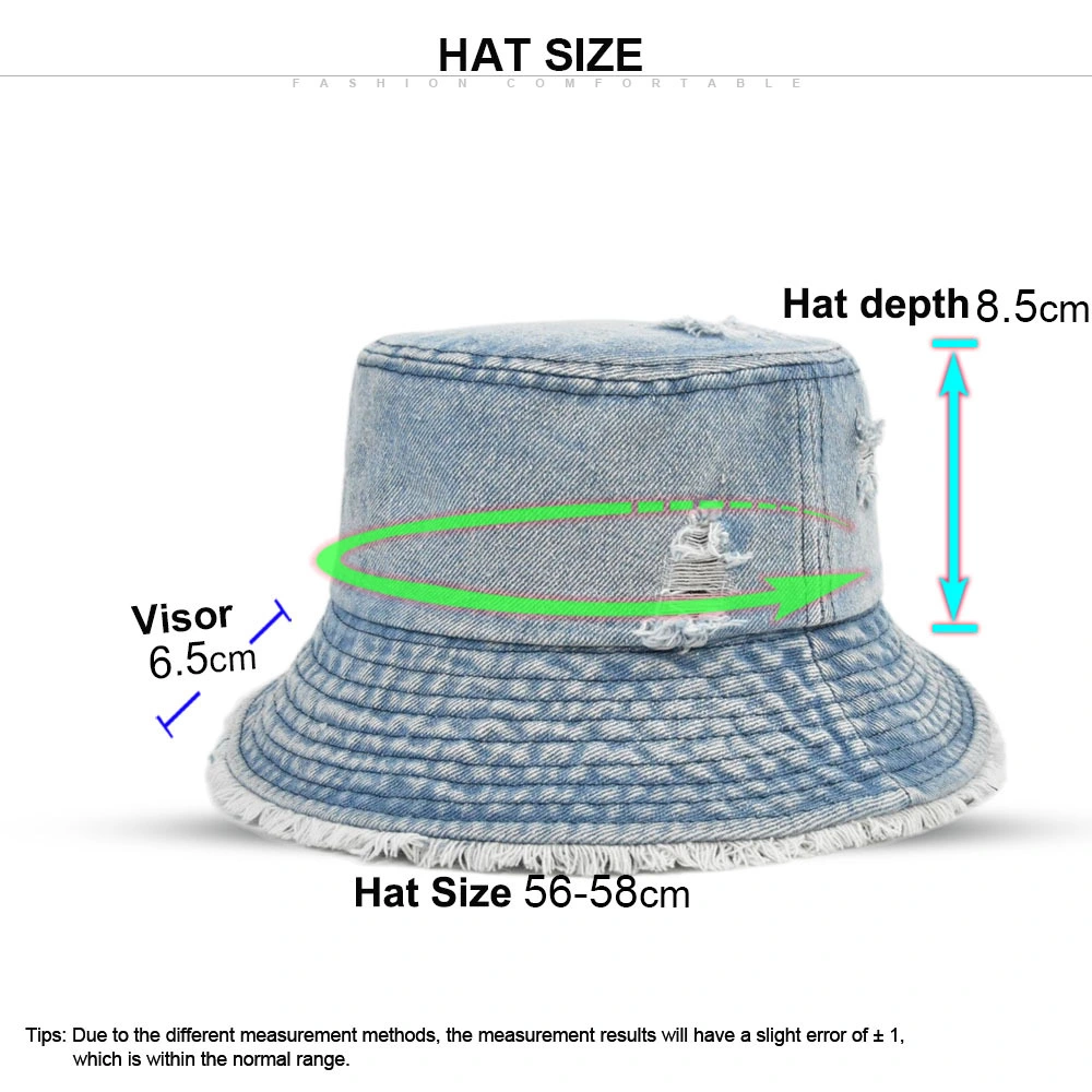 2023 New Design Fashionable Caps Ladies Elegant Casual Hat Denim Women Fisherman Cowboy Washed Denim Bucket Hats