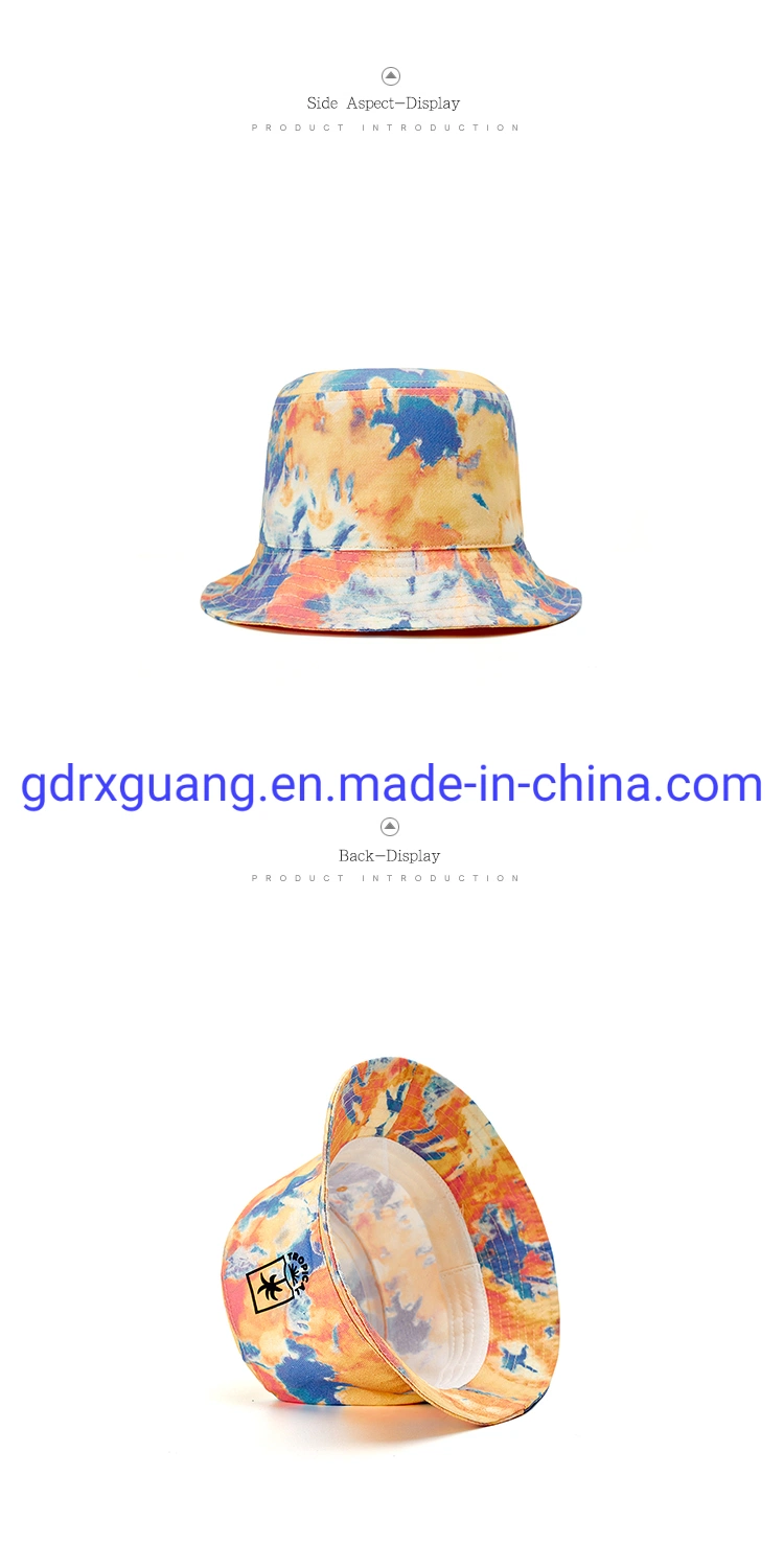 Custom Printing Colorful Sun Wide Brim Tie Dye Bucket Hat for Kids