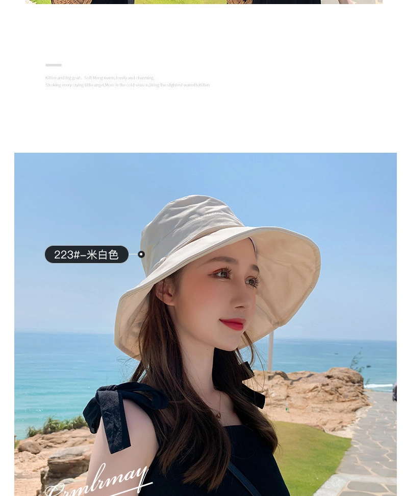 Customized New Fisherman Hat Women&prime;s Summer Fashion Brand Small Fresh Face Show Small Solid Color Japanese Ins Sunshade and Sunscreen Bowl Hat Gift Rope